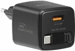 Swissten SlideCHARGE Tīkla Lādētājs GaN 30W USB-A 18W Ar ievelkamu USB-C vadu 0.75m melns