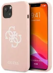 Guess GUHCP13SLS4GWPI Silicone 4G Logo Aizsargapvalks priek&scaron; iPhone 13 mini 5,4" / rozā