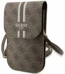 Guess PU 4G Printed Stripes Phone Bag Brown