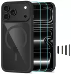 Tech-Protect MagOne CC telefono dėklas su MagSafe palaikymu iPhone 18 Pro Max | iPhone 17 Pro Max juodas (grūdinto stiklo apsauga komplekte)