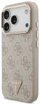 Guess PU Leather 4G Strass Triangle Logo Gold Frame MagSafe Case Aizsargapvalks priek&scaron; iPhone 18 Pro / rozā
