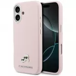 Karl Lagerfeld Karl & Choupette Head Pins Saffiano telefono dėklas su MagSafe palaikymu iPhone 17 rožinis