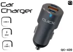 Quick QC-420 Auto Lādētājs ar USB / 2x USB-C 60W