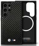 BMW Leather Carbon MagSafe Aizsargapvalks Priek&scaron; Samsung Galaxy S25 Ultra