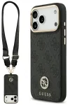 Guess 4G Srtass Logo & Big Strap Metal Buttons MagSafe Case Aizsargapvalks priek&scaron; iPhone 17 Pro Max / melns