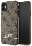 Guess GUHCN61P4SNW Hardcase 4G Stripe Aizsargapvalks priek&scaron; iPhone 11 / Xr / brūns