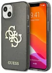 Guess GUHCP13SPCUGL4GBK Glitter 4G Big Logo Aizsargapvalks priek&scaron; iPhone 13 mini 5,4" / melns