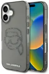 Karl Lagerfeld IML Rhinestones Karl Head Aizsargapvalks priek&scaron; iPhone 16 / melns