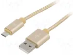 Gembird CCB-MUSB2B-AMBM-6-G Micro USB kabelis USB 2.0 1,8m / zeltains