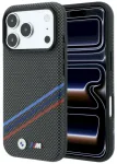 BMW M Quadrille Kevlar Print Tricolor Lines & Metal Logo MagSafe Aizsargapvalks priek&scaron; iPhone 18 Pro Max / 17 Pro