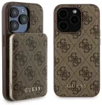 Guess GUBPM5P15X4GEMGW rinkinys iPhone 15 Pro Max 6.7" kietas dėklas + Powerbank 5000mAh MagSafe rudas|brown 4G Metal Logo