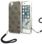 Guess GUOHCI8H4STW Hardcase 4G Print Strap Aizsargapvalks priek&scaron; iPhone SE 2022 / SE2020 / 7 / 8 / brūns