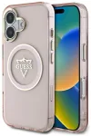 Case Guess IML Metal Mountain Logo MagSafe Aizsargapvalks priek&scaron; iPhone 16 / rozā