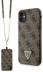 Guess GUHCN61P4TDSCPW Hardcase Crossbody 4G Metal Logo Aizsargapvalks priek&scaron; iPhone 11 / Xr 6.1" / brūns