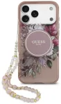 Case Guess IML Flowers Pearl Strap       MagSafe for iPhone 18 Pro Max / 17 Pro Max pink