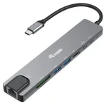Adapteris USB-C->HDMI/GbE/2xUSB-A/+ 4K/30Hz 0,25m Aliuminis