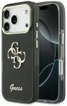 Guess IML 4G Script Metal telefono dėklas iPhone 17 Pro juodas