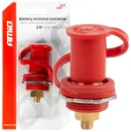 Red plus battery power connector with cap 3/8 M10 12V 24V 48V 250A AMIO-03814