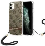 Guess GUOHCN61H4STW Hardcase 4G Print Strap Aizsargapvalks priek&scaron; iPhone 11 / brūns