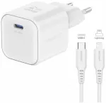Swissten Tīkla Lādētājs GaN USB-C 20W PD + Datu kabelis USB-C - Lightning 1.2 m