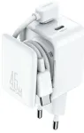 Joyroom JR-TCL05 Travel Charger GaN Fast Charger C+C Tīkla lādētājs 45W PD PPS UFCS ar iebūvētu kabeļa organizatoru / balts