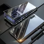 Grūdinto stiklo dvipusis telefono dėklas (Samsung modeliui) - Juoda / S20ultra