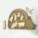 Medinė kačiukų dėlionė - &Scaron;okinėjančios katės
