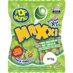 Pop Mania Maxxi Pinta L&iacute;ngua (green) žaliojo obuolio skonio ledinukai su kramtomosios gumos įdaru, 672 g (24 vnt.)