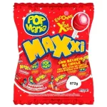 Pop Mania Maxxi Morango (red) bra&scaron;kių skonio ledinukai su kramtomosios gumos įdaru, 672 g (24 vnt.)