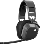 Belaidės žaidimų ausinės Corsair HS80 MAX Wireless, 2,4 GHz ir Bluetooth, plieno pilkos (CA-9011295-WW)