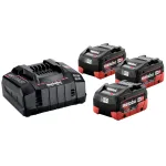 Akumuliatorių ir įkroviklio rinkinys Metabo, 18 V, 3 &times; LiHD 5,5 Ah, įkroviklis ASC 145, juodas/raudonas (685074000)