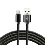 USB kabelis everActive USB-A &ndash; micro USB, 2 m, iki 2,4 A, pintas, juodas (CBB-2MB)