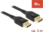 Delock DisplayPort kabelis 8K 60Hz 3m DP 8K sertifikuotas Juodas