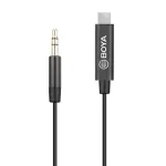 BOYA Adapterio laidas BY-K2, 3.5mm TRRS ki&scaron;tukas į Type-C ki&scaron;tuką (20cm) Juodas EU