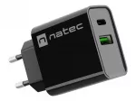 Įkroviklis Natec Ribera, USB-A + USB-C, Power Delivery 20 W, juodas (NUC-2062)