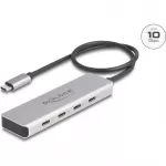 USB &scaron;akotuvas Delock USB 10 Gbps USB Type-C &scaron;akotuvas su 4 x lizdais, (pilkas)