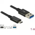 Delock USB kabelis Digitus USB-A - USB-C 1 m Juodas (83983)