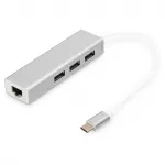 DIGITUS USB adapteris USB3.0/C -> GB Ethernet+3 prievadų &scaron;akotuvas baltas