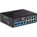 Komutatorius TRENDnet 10 prievadų pramoninis Gbit PoE++ Din-bėgelis