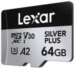 Atminties kortelė Lexar Professional Silver Plus microSDXC 64 GB, A2 V30 U3 (LMSSIPL064G-BNANG)