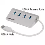 Manhattan USB &scaron;akotuvas 4 prievadai 4xUSB3.0 Alu Strom: USB