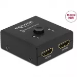 DELOCK HDMI 2 - 1 dvipusis jungiklis 4K 60 Hz kompakti&scaron;kas
