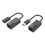 Techly IUSB-EXTENDTY2 kabelių lizdinio / ki&scaron;tukinio jungčių tipo keitiklis RJ-45 USB 2.0 Type-A Juoda