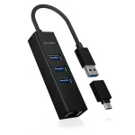 Icy Box Hub 4-Port IB-HUB1419-LAN USB 3.0 USB &scaron;akotuvas ir LAN adapteris