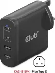Club 3D universali kelioninė įkroviklis 100W GAN technologija, 2xUSB-A ir 2xUSB-C, PD 3.0 palaikymas