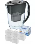 Vandens filtravimo ąsotis Aquaphor Amethyst 2.8l, juodas, su 5 vnt Maxfor+ vandens filtrų