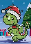5D deimantinė mozaika 17&times;22 cm &ndash; Christmas Dino (X203e)