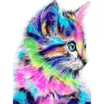 5D deimantinė mozaika 40&times;50 cm &ndash; Colorful Kitten (LG009e)
