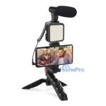 Phone holder PLATINET VLOG 4in1 (mikrophone led holder) black