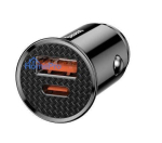 Circular Plastic A+C 30W PPS Car Charger Black